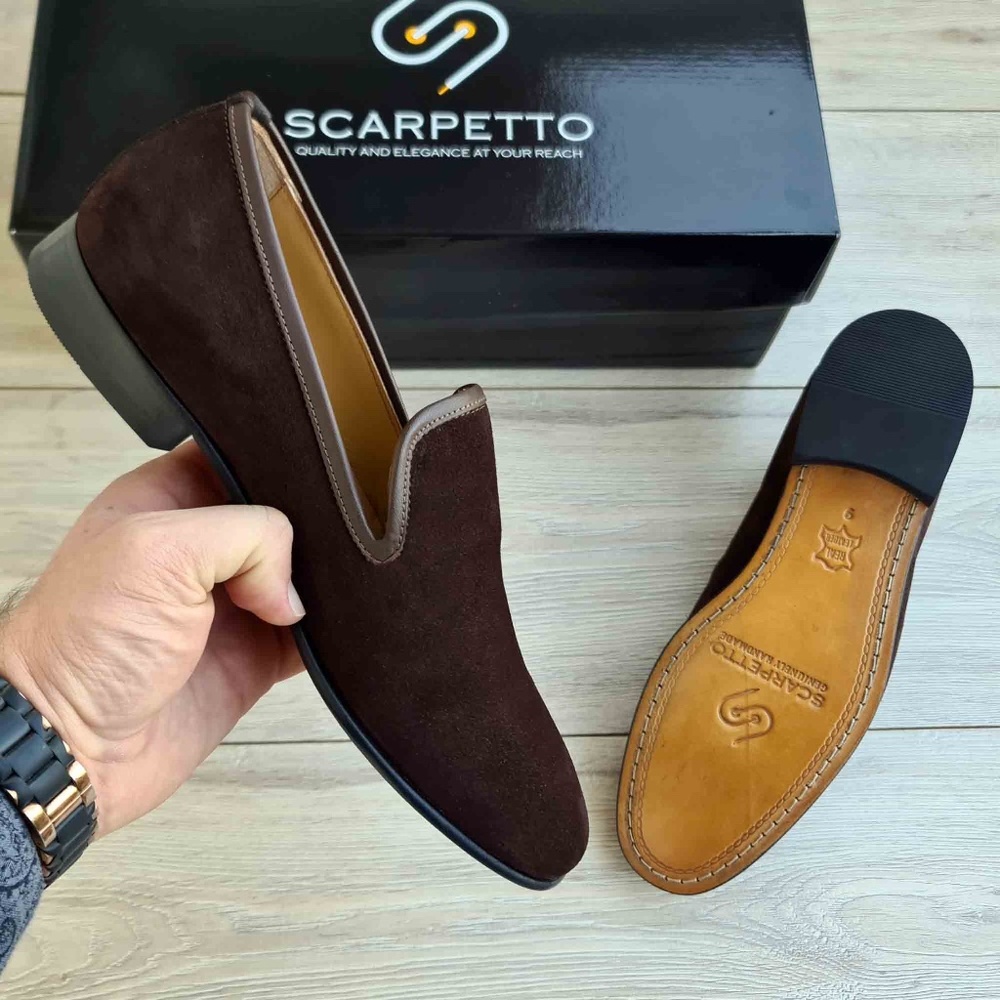 Suede Leather Loafer with Stitched - Picture 3 of 5